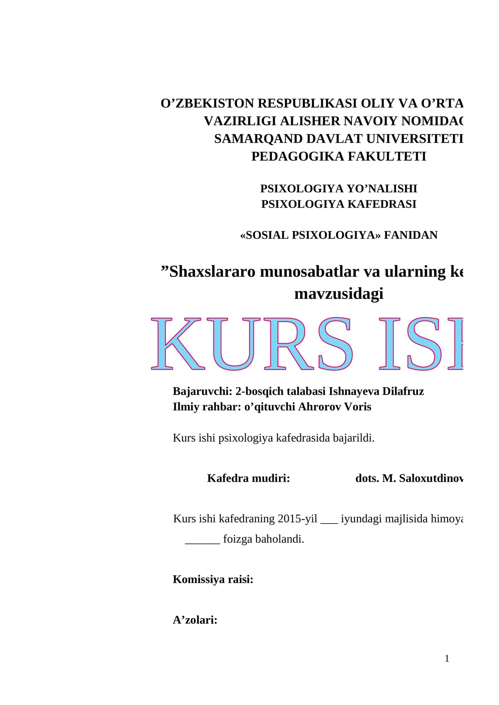 Shaxs insoniy munosabatlar tizimida 1