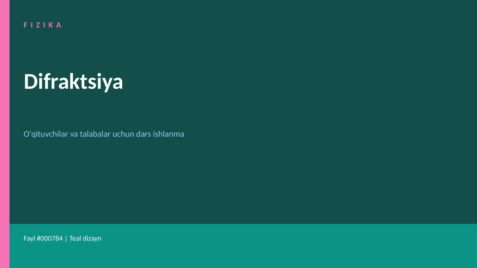 Fizika Difraktsiya O'qituvchilar va talabalar uchun dars ishlanma 1