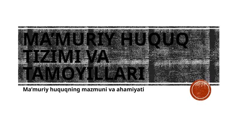 Ma’muriy huquq tizimi va tamoyillari 1