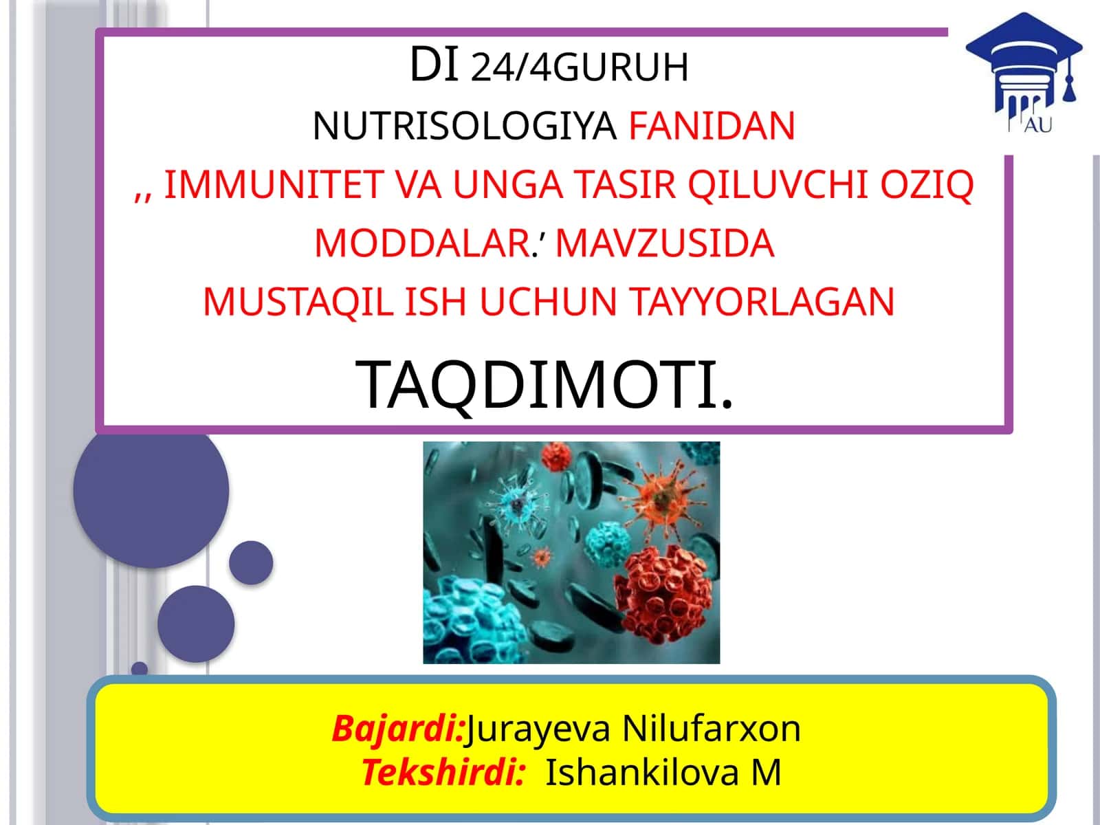 Immunitet va Ung'atasir Qiluvchi Oziq Moddalar 1