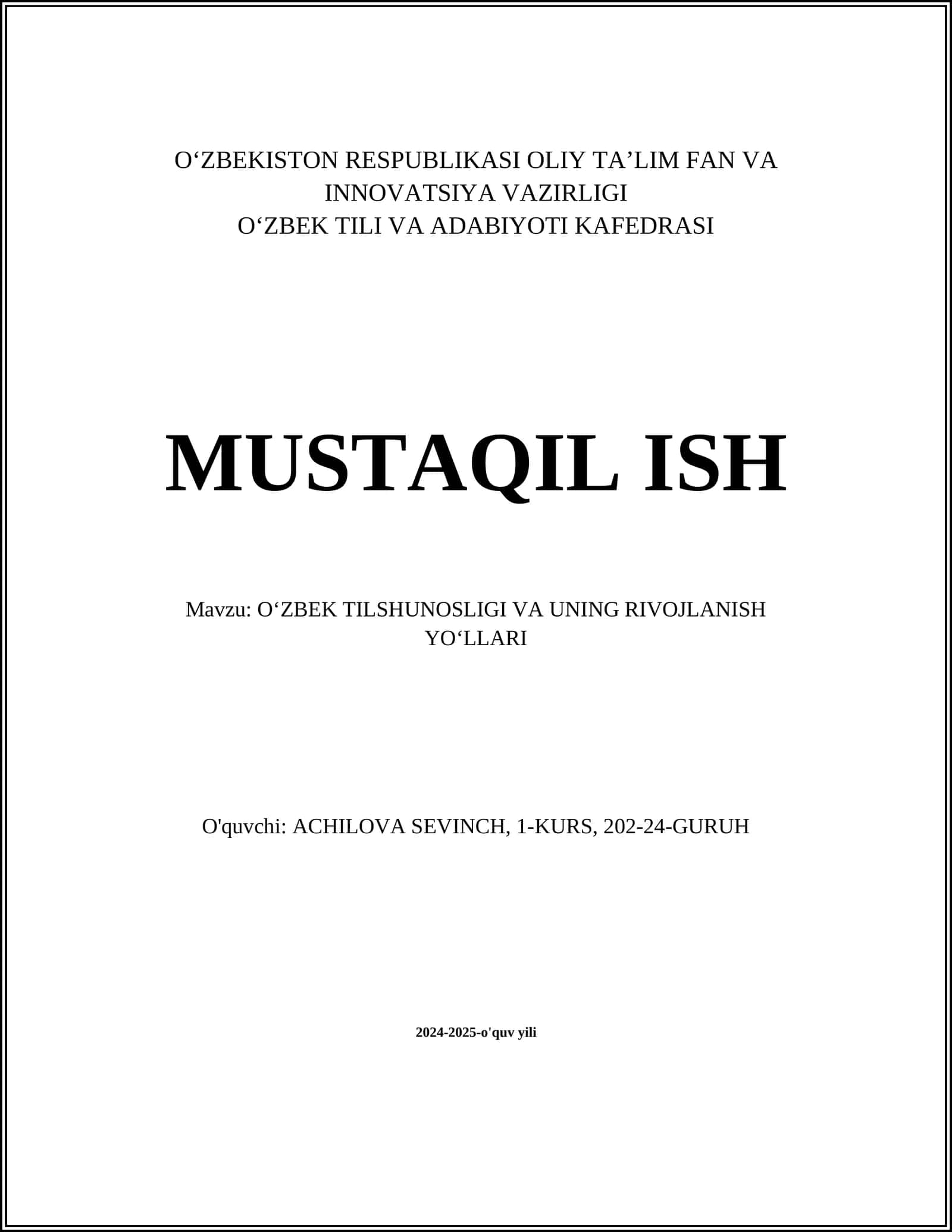 Oʻzbek tilshunosligi va uning rivojlanish yoʻllari 1