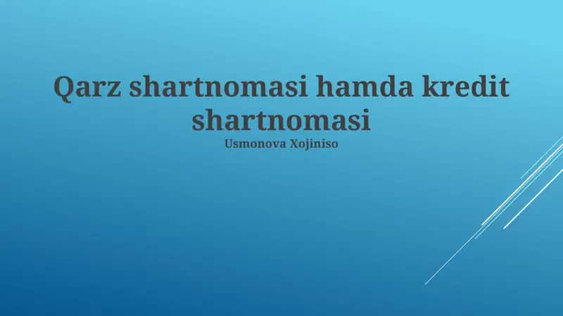 Qarz shartnomasi hamda kredit shartnomasi 1