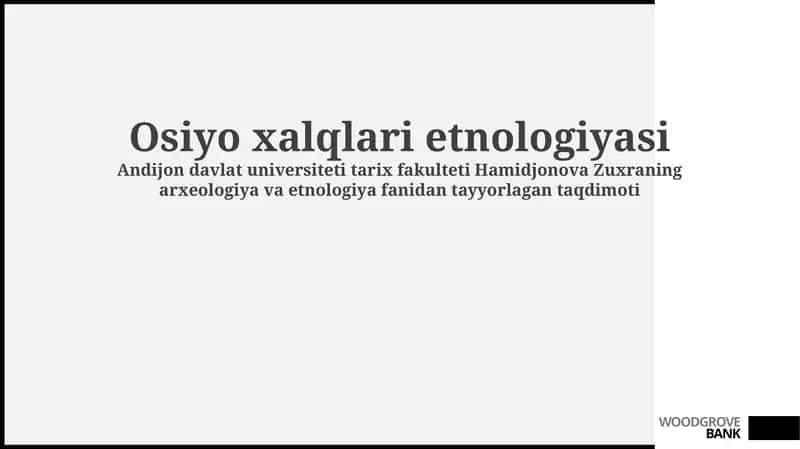 Osiyo xalqlari etnologiyasi 1
