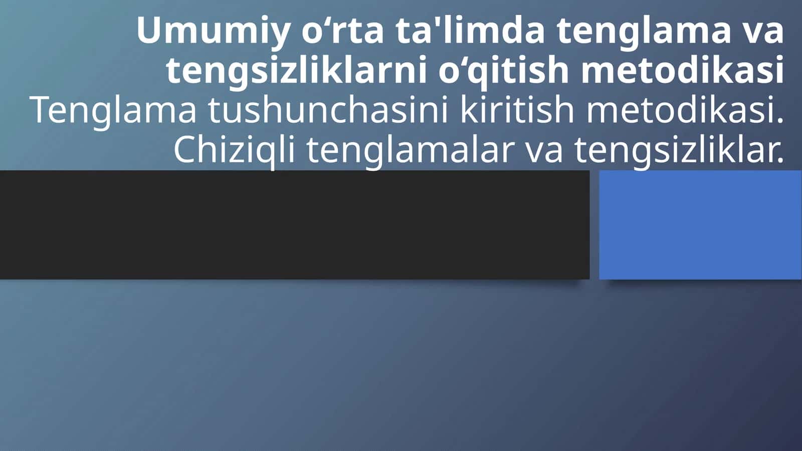 Tenglama va Tengsizliklar 1