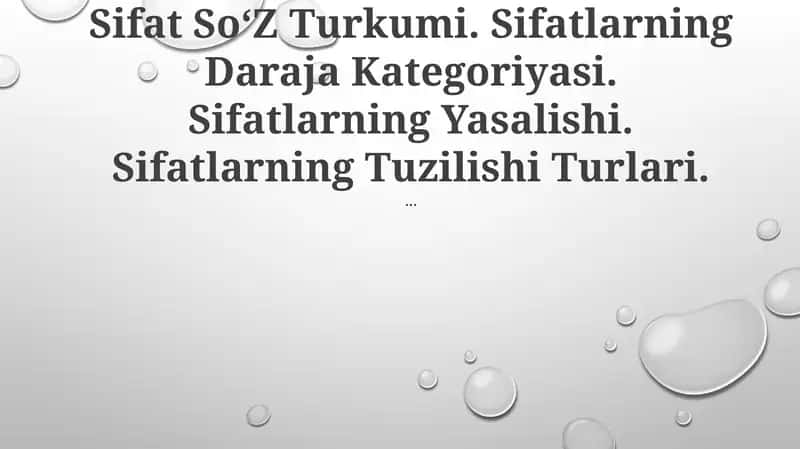 Sifatli So‘z Turkumi 1