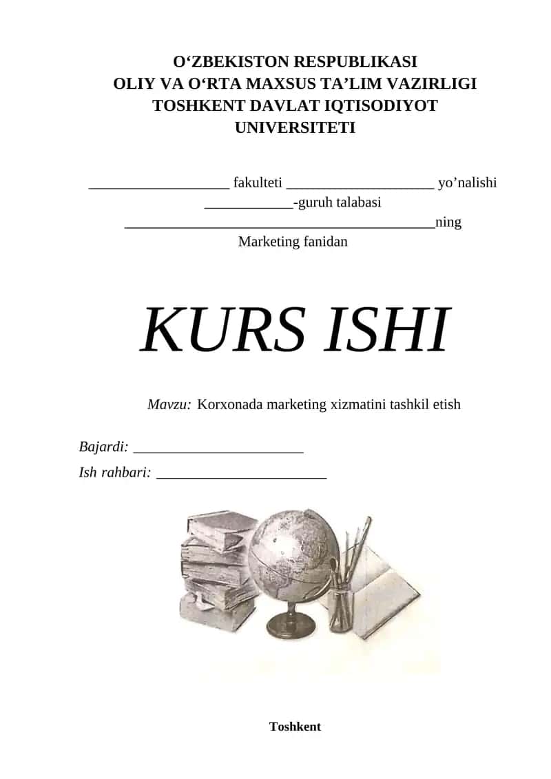 Korxonada marketing xizmatini tashkil etish 1