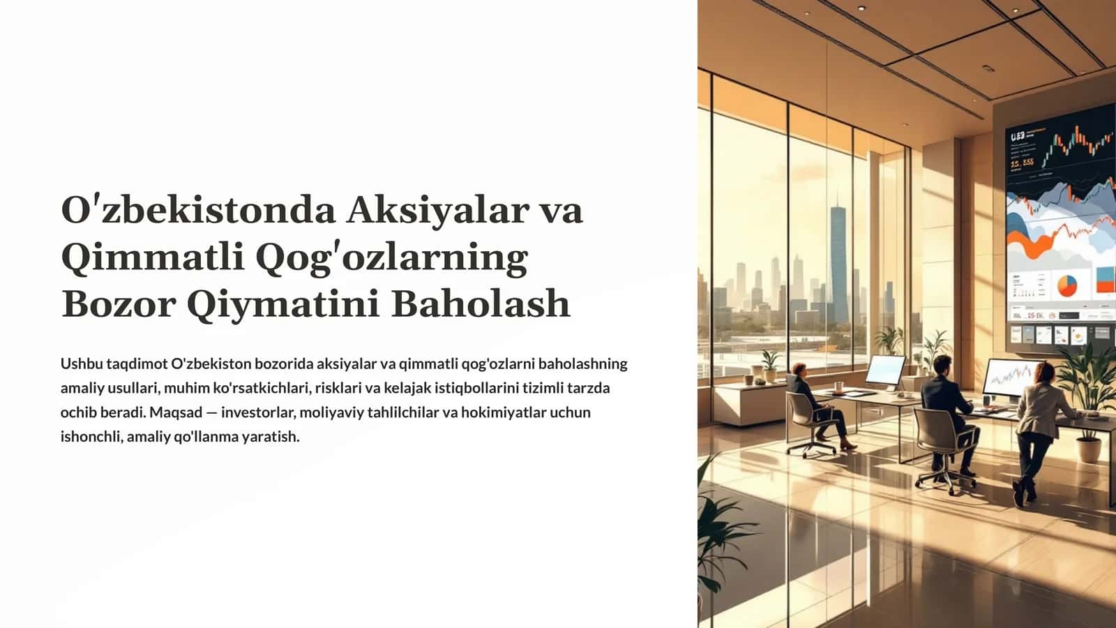 O'zbekistonda Aksiyalar va Qimmatli Qog'ozlarning Bozor Qiymatini Baholash 1