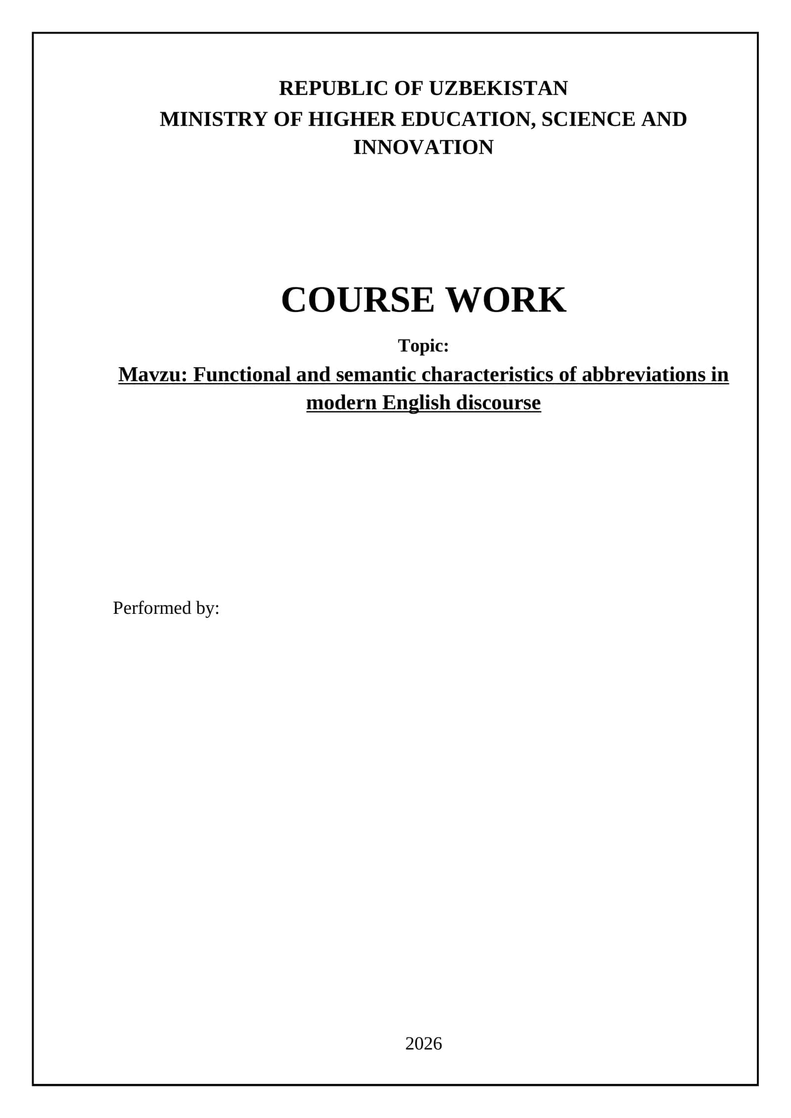 Functional and semantic characteristics of abbreviations in modern English discourse 1