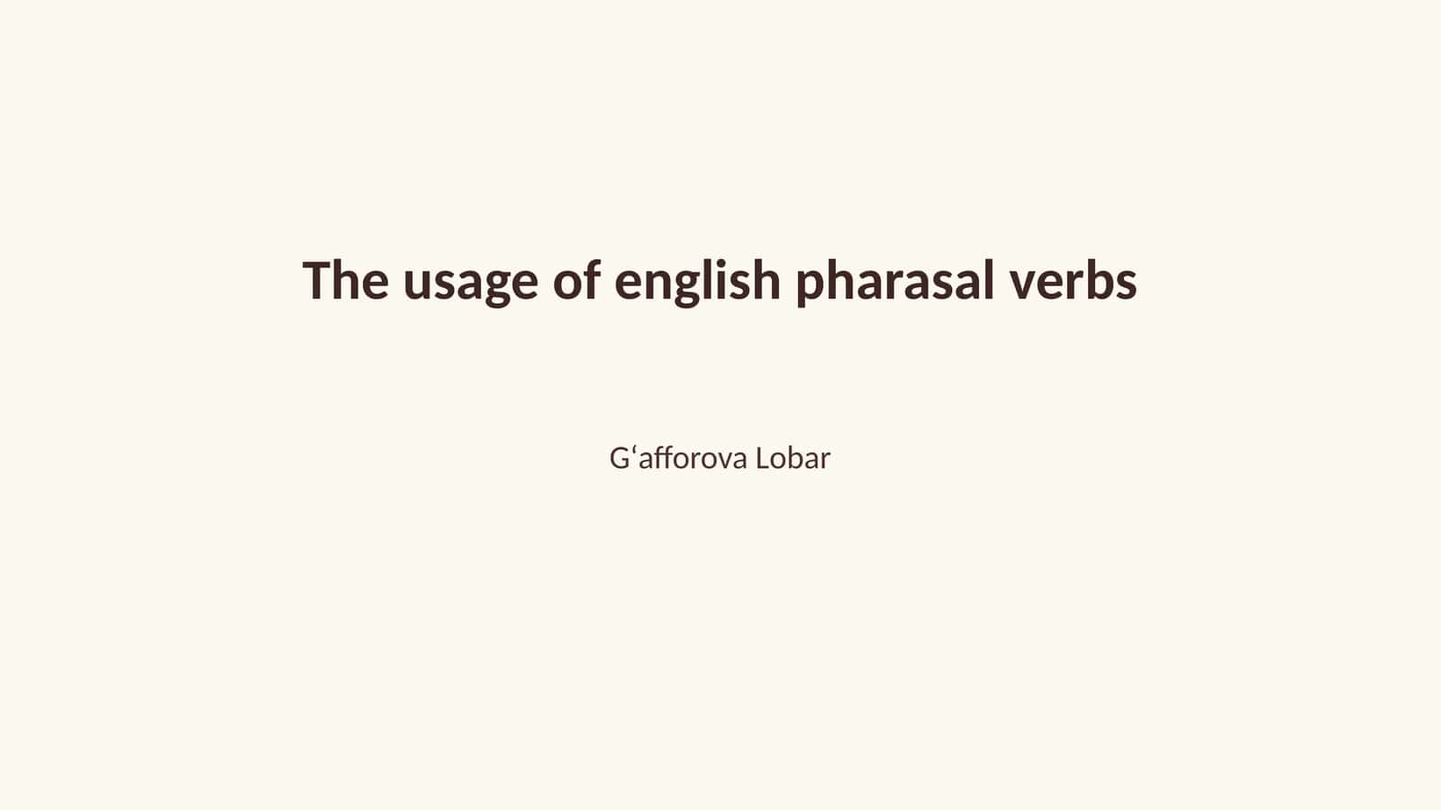 Phrasal Verbs in English 1