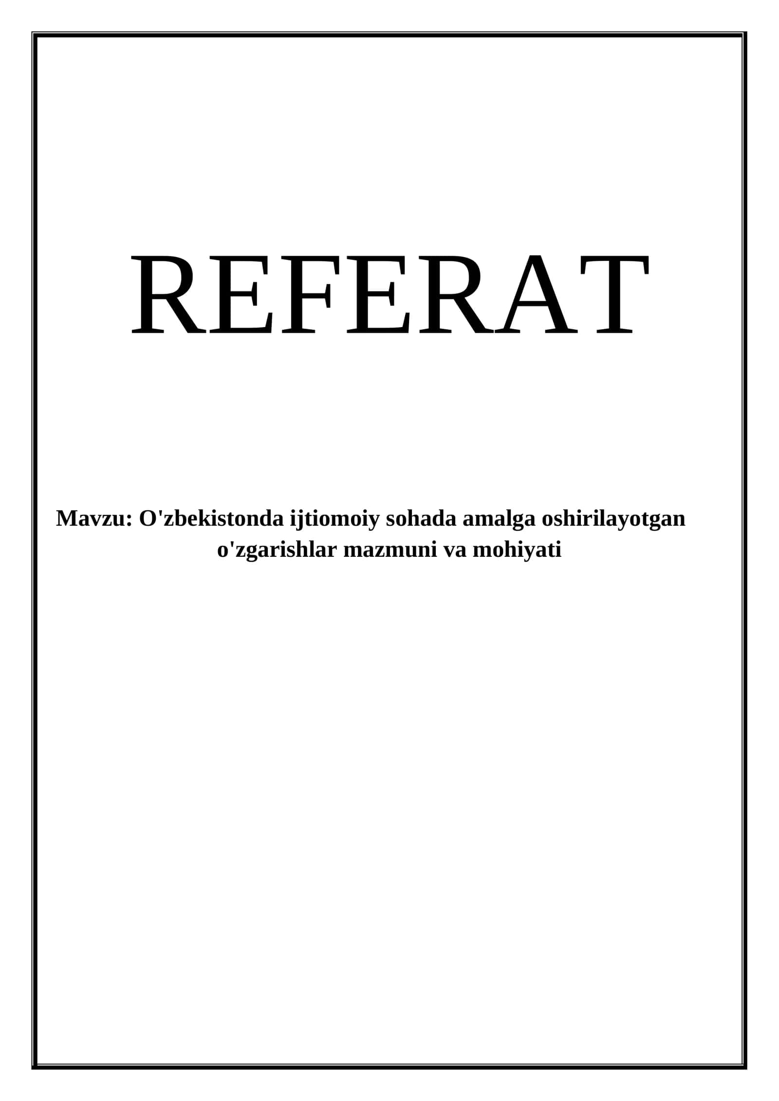 O'zbekistonda ijtimoiy soha referat 1