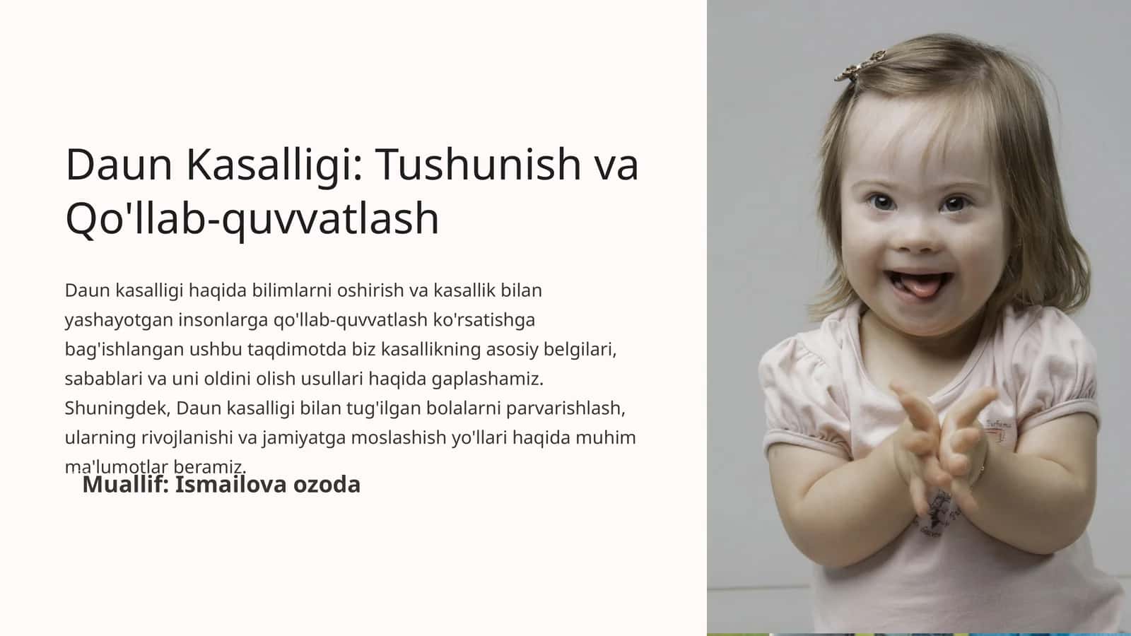 Daun Kasalligi: Tushunish va Qo'llab-quvvatlash 1