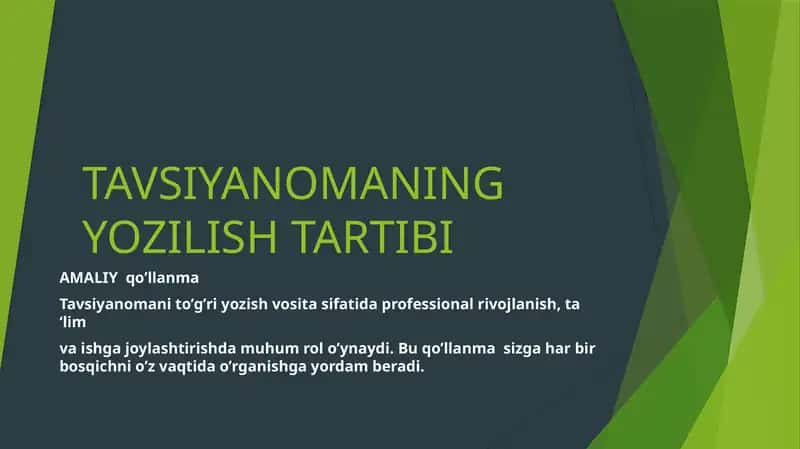 TAVSIYANOMANING YOZILISH TARTIBI 1