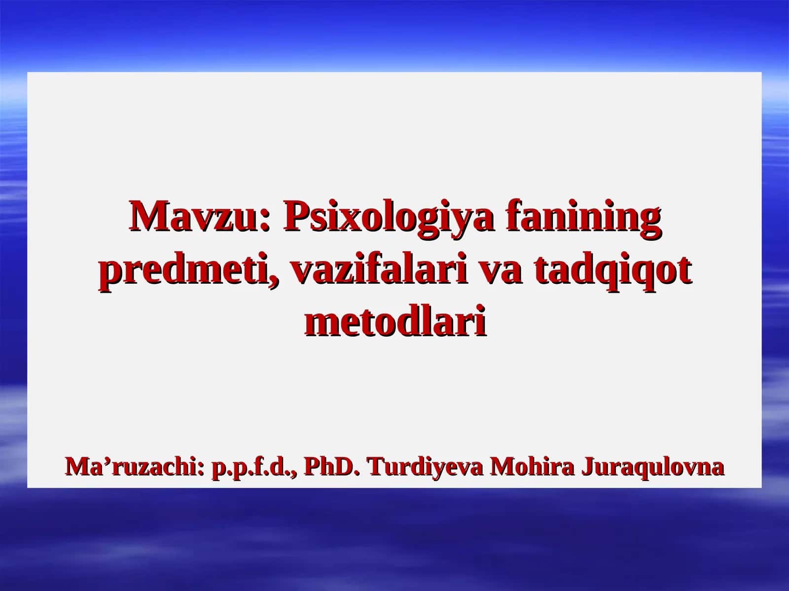 Psixologiya fanini o'rganish 1
