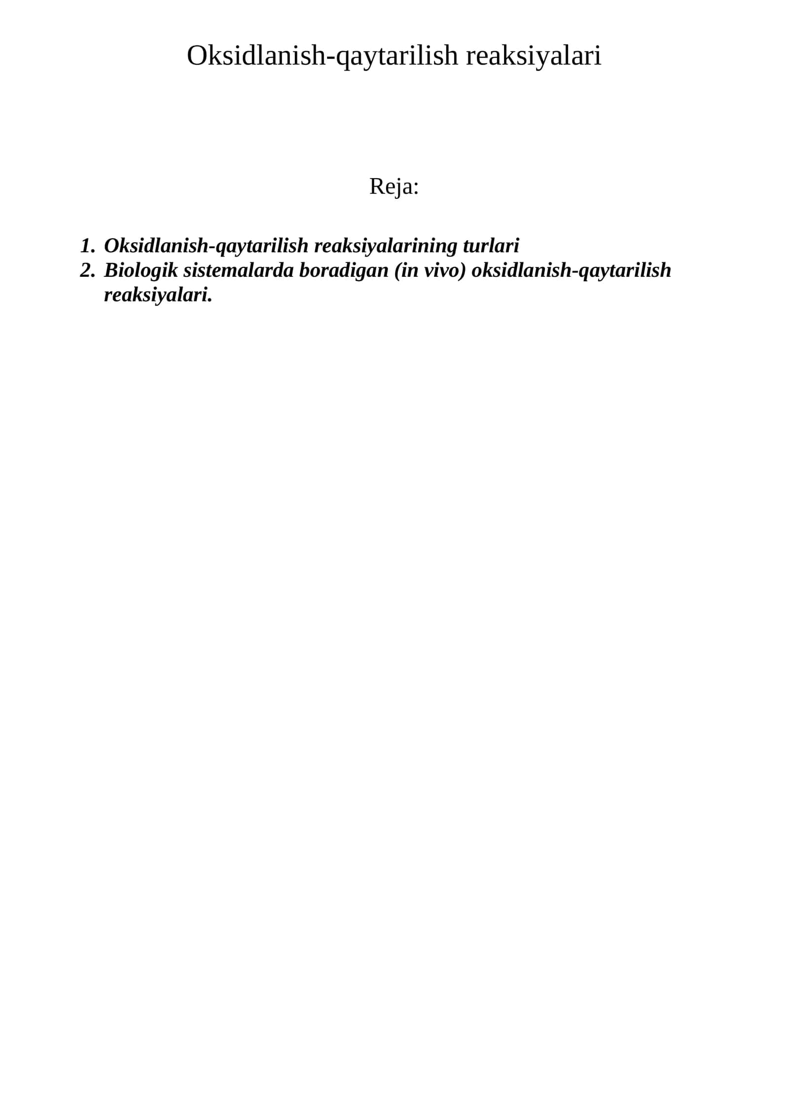 Oksidlanish-qaytarilish reaksiyalari 1
