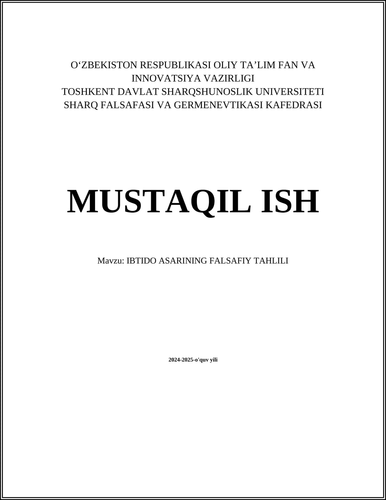 IBTIDO ASARINING FALSAFIY TAHLILI 1