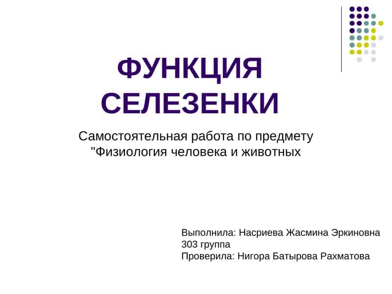 ФУНКЦИЯ СЕЛЕЗЕНКИ 1