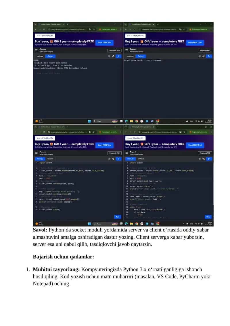 Python Server-Client Chat Application 1