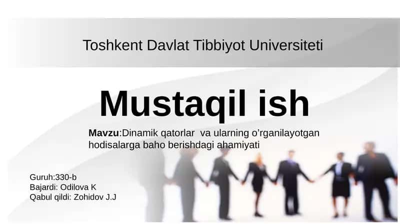 dinamik qatorlar va ularning o'rganishning zamonaviy usullari 1