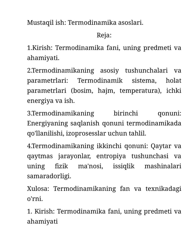 Termodinamika asoslari 1