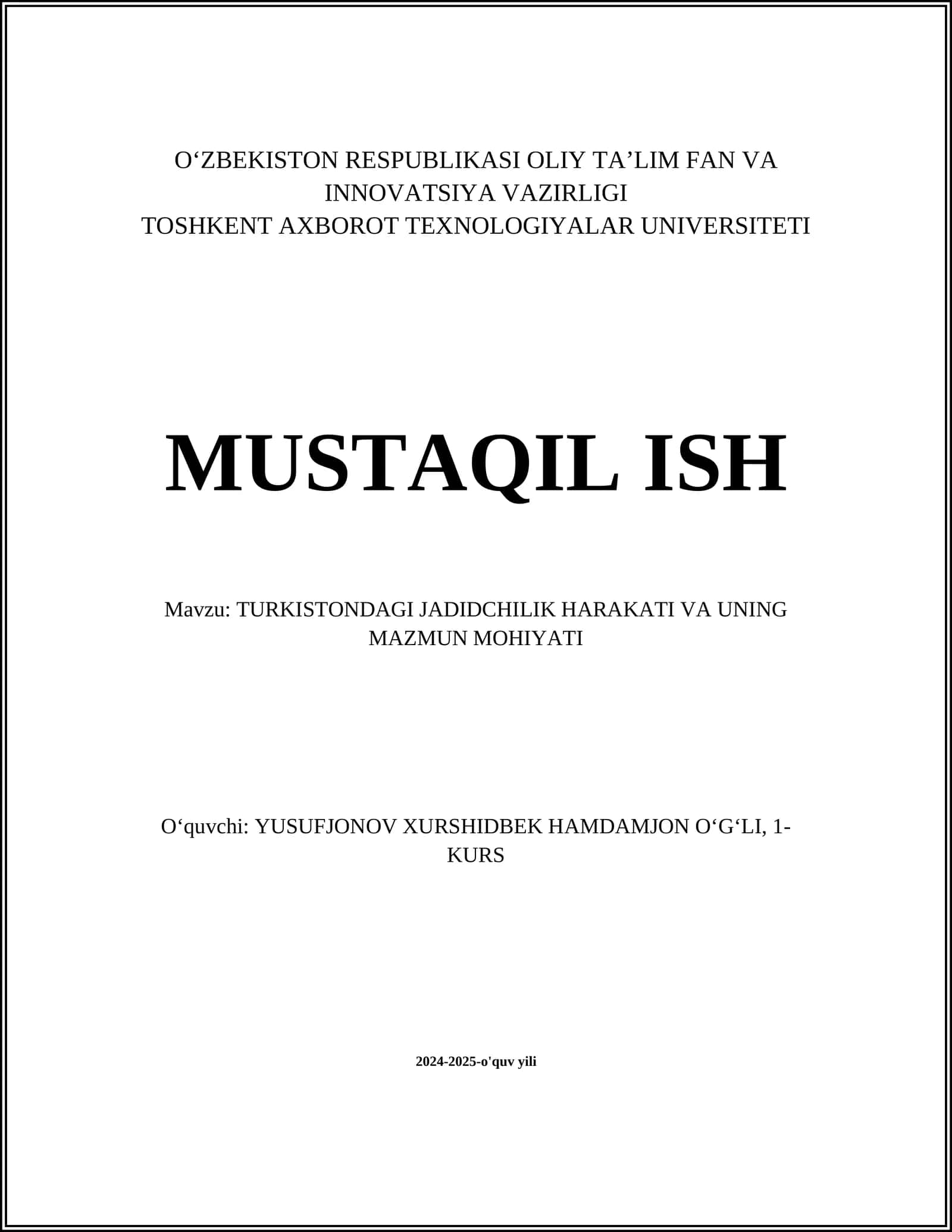TURKISTONDAGI JADIDCHILIK HARAKATI VA UNING MAZMUN MOHIYATI 1