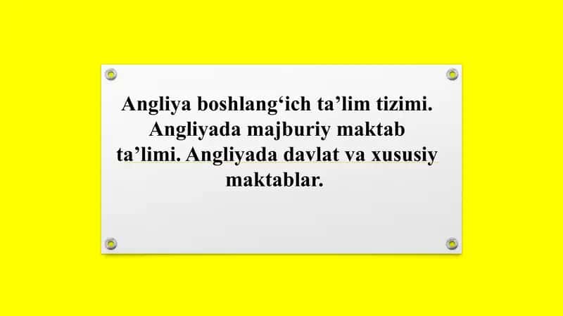 Angliya boshlang'ich ta'lim tizimi 1