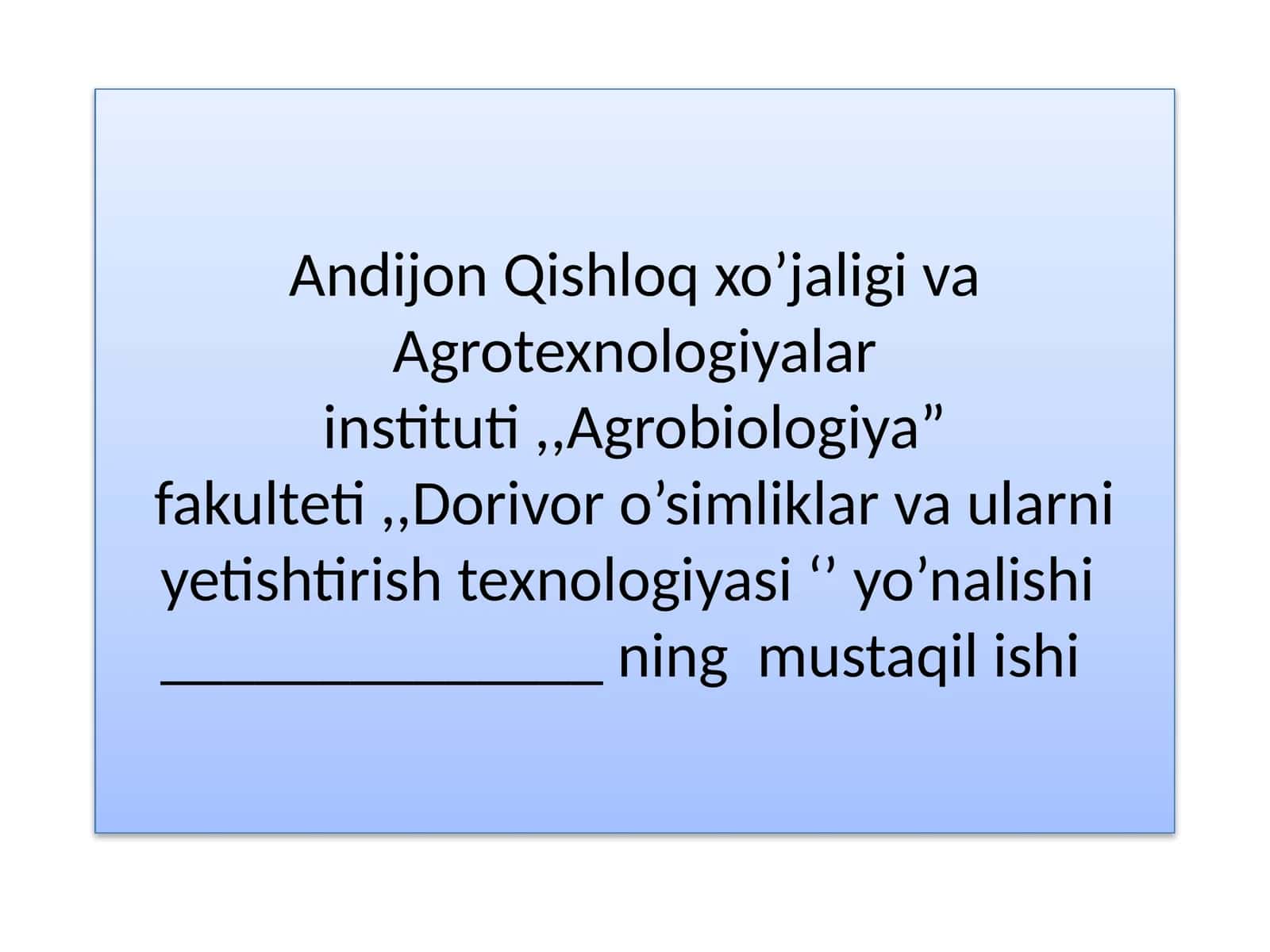 Issiqxonada ko’chat yetishtirish va parvarishlash 1