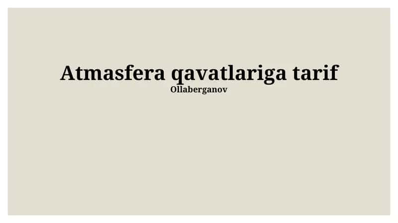 Atmasfera qavatlariga tarif 1