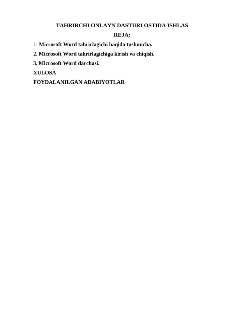 Microsoft Word tahrirlagichi 1