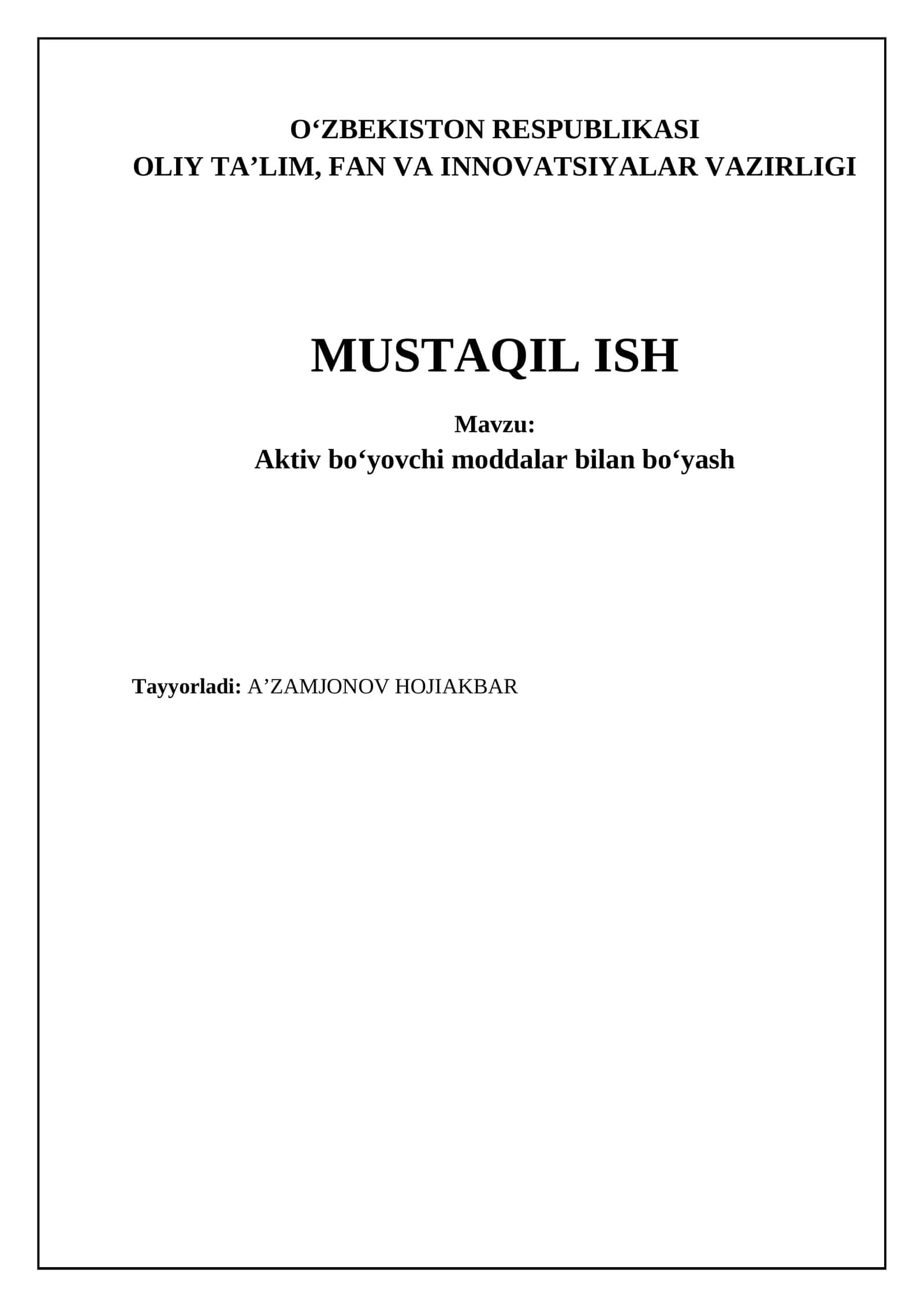 Aktiv boʻyovchi moddalar bilan boʻyash 1