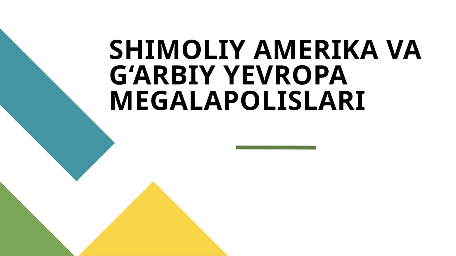 SHIMOLIY AMERIKA VA G‘ARBIY YEVROPA MEGALAPOLISLARI 1