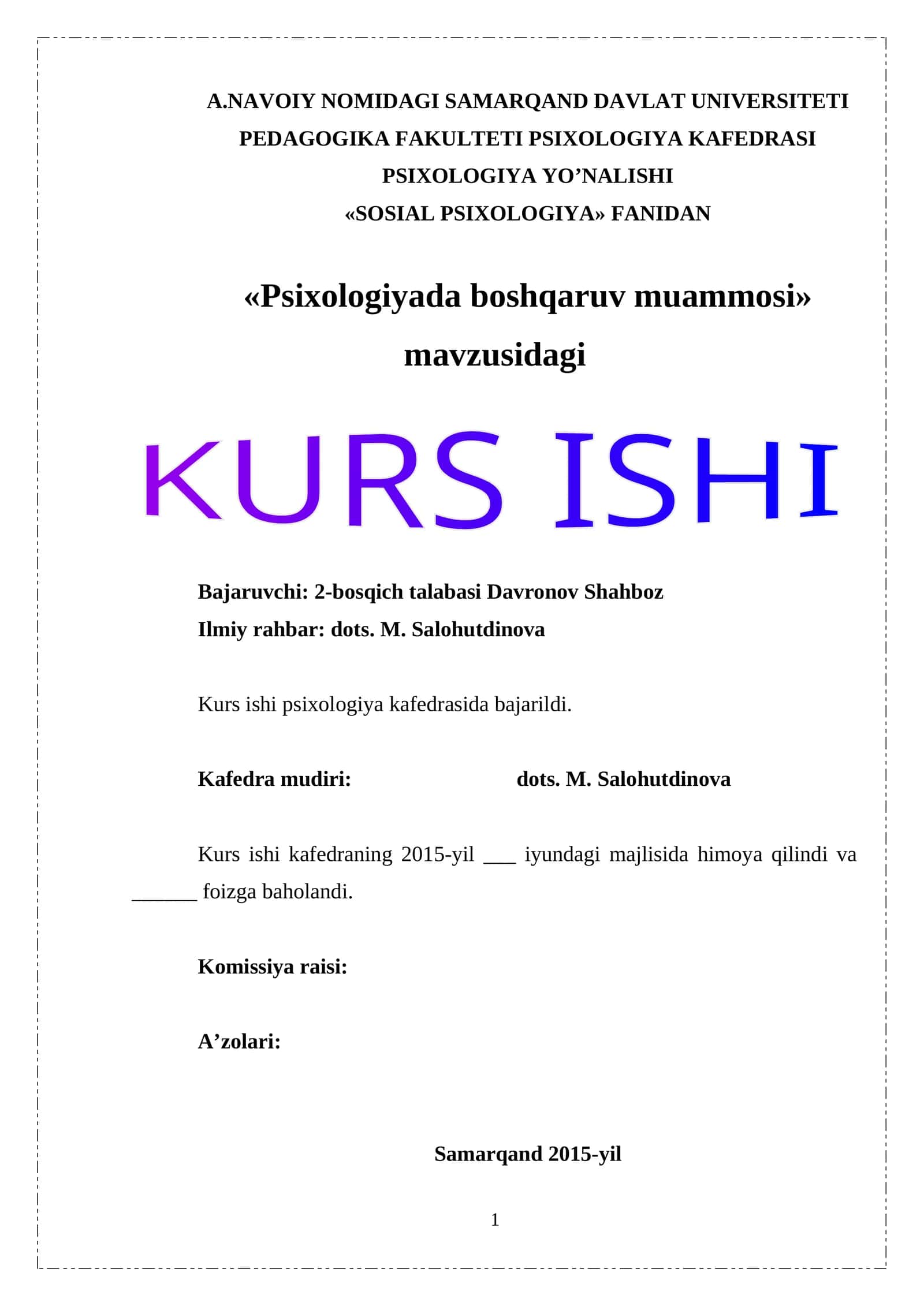 Psixologiyada boshqaruv muammosi 1