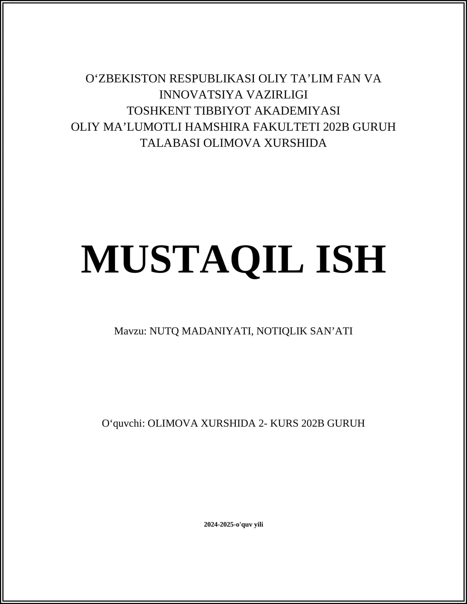 NUTQ MADANIYATI, NOTIQLIK SANʼATI 1