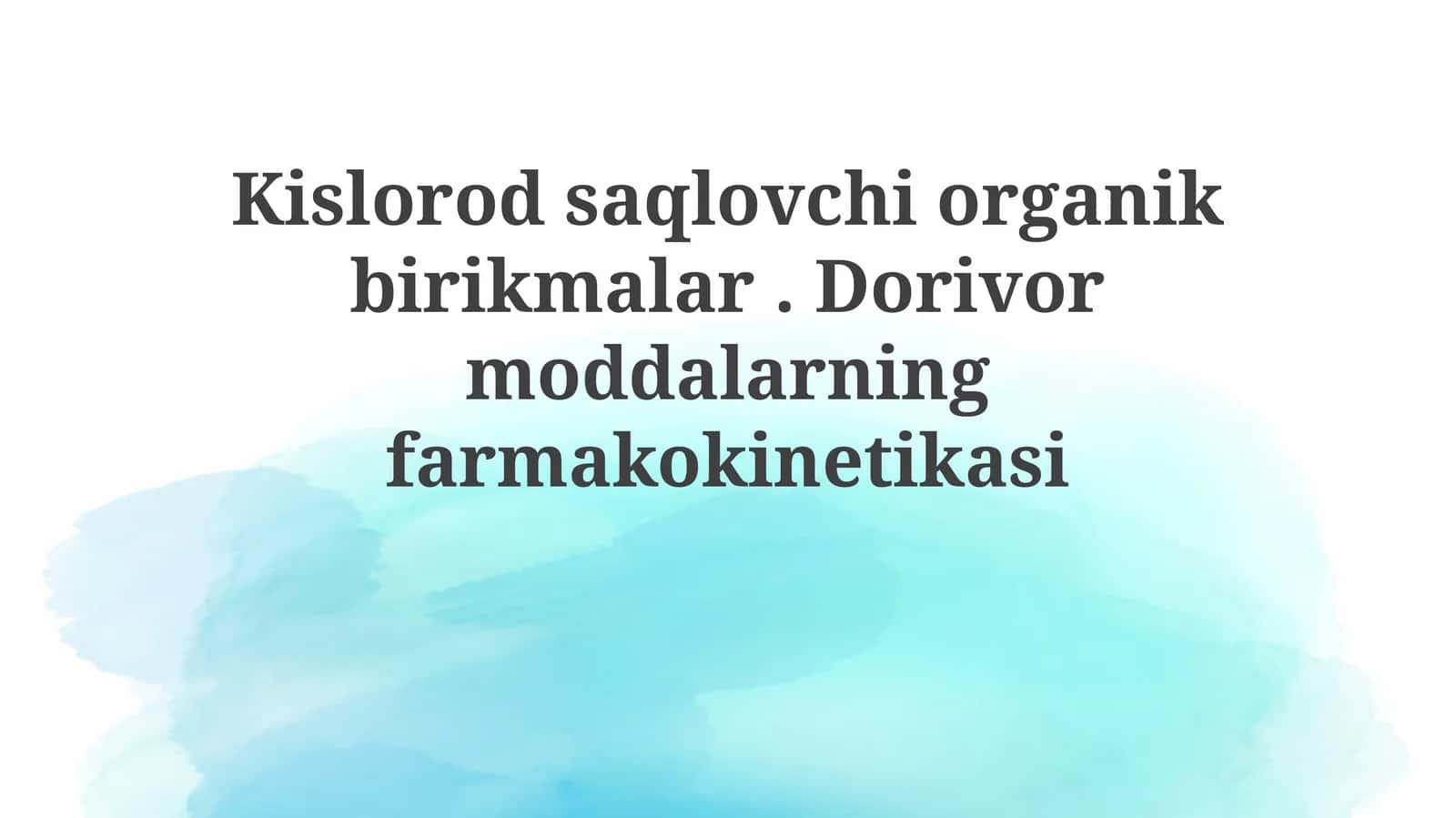 Kislorodli organik birikmalar 1