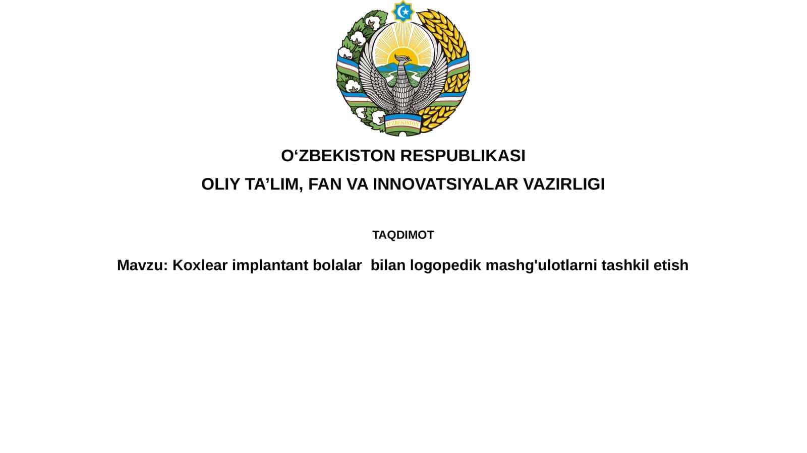 Koxlear implantant bilan logopedik mashg'ulotlar 1