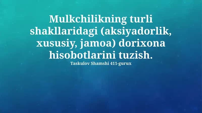 Farmatsevtika hisobotlari 1