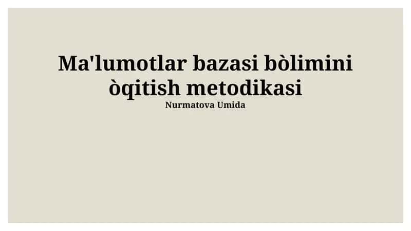 Zamonaviy Yondashuvlar va Texnologiyalar 1