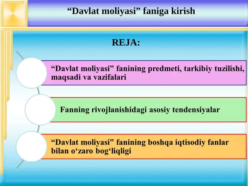 Davlat moliyasi faniga kirish 1