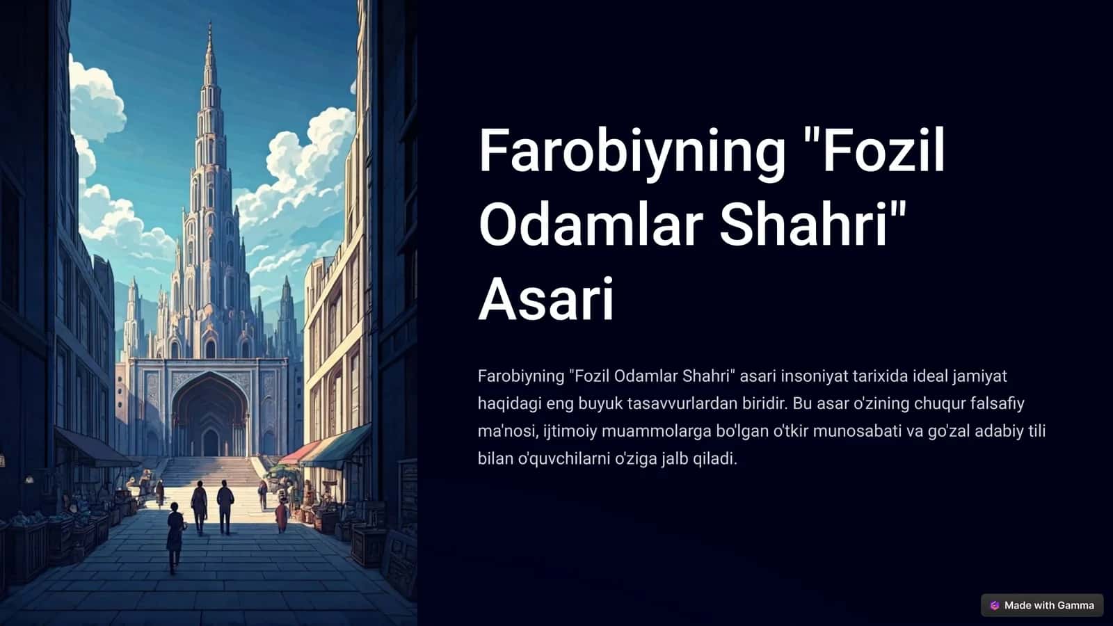 Farobiyning Fozil Odamlar Shahri Asari 1