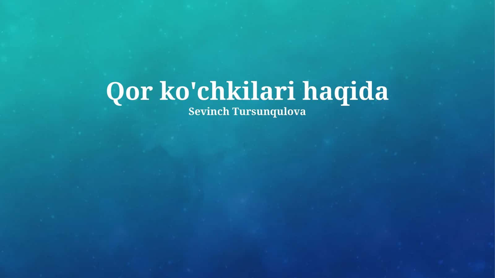 Qor ko'chkilari haqida 1