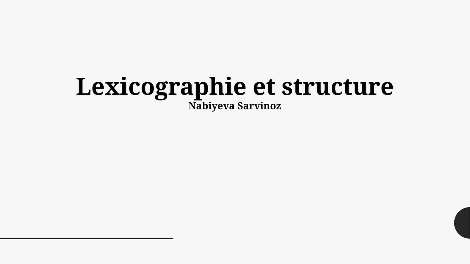 Lexicographie et structure 1