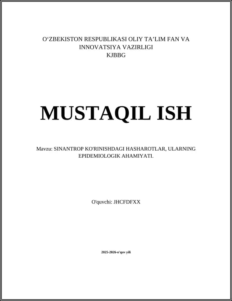 SINANTROP KO'RINISHDAGI HASHAROTLAR 1
