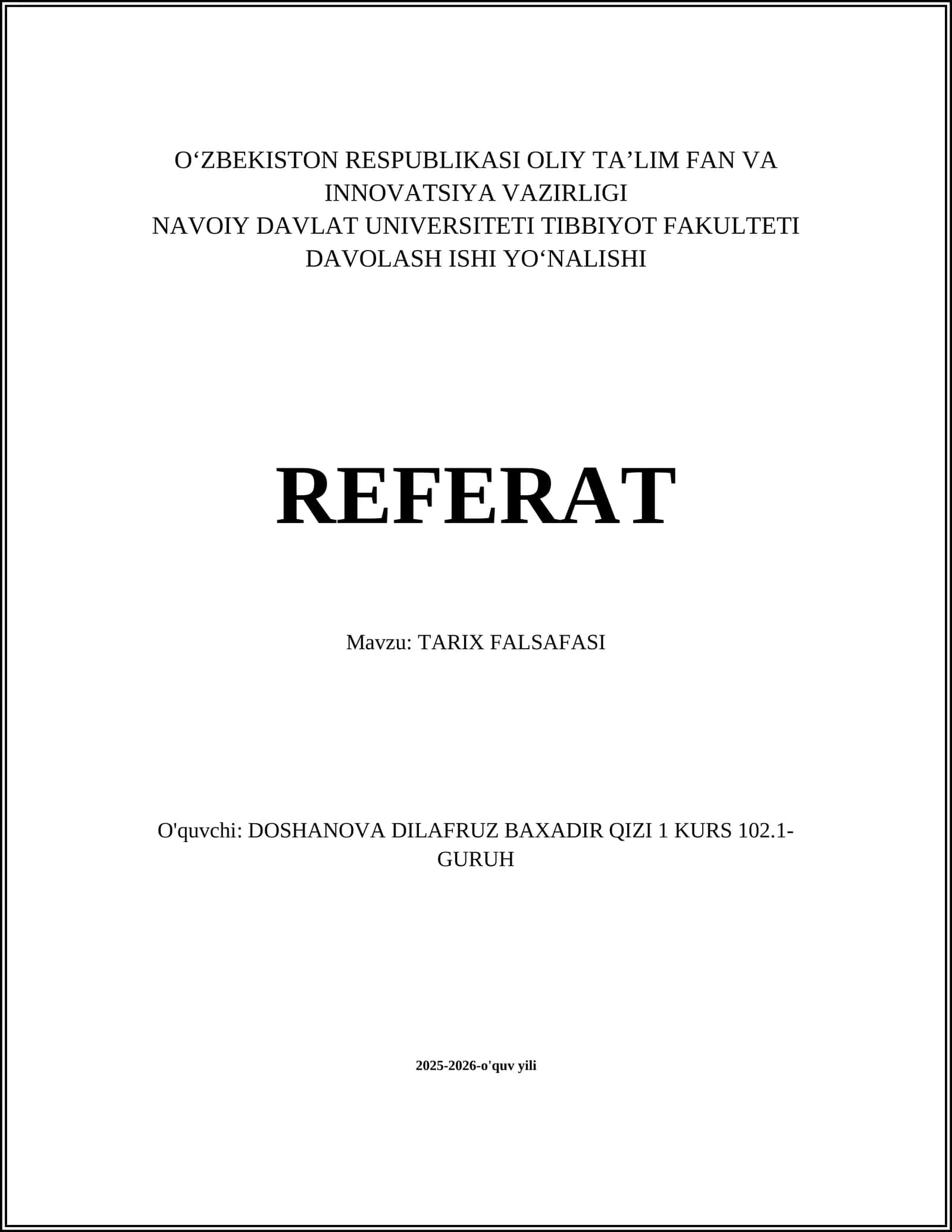 TARIX FALSAFASI 1