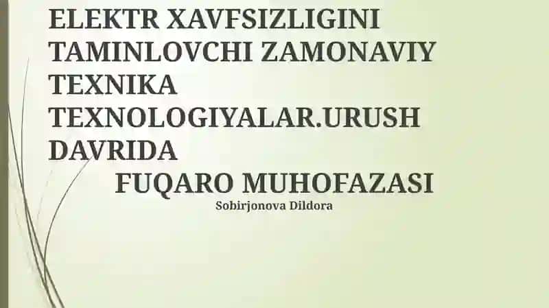 Urush Vaqtidagi Fuqaro Muhofazasi: Elektr Xavfsizligi