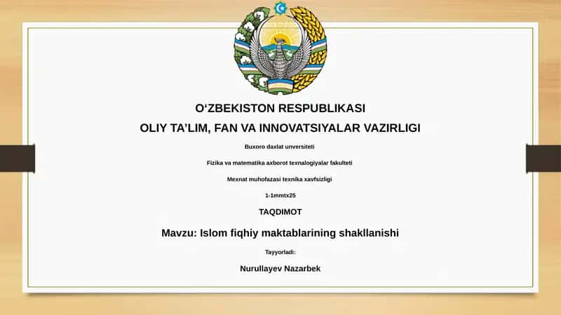 Islom fiqhiy maktablarining shakllanishi 1