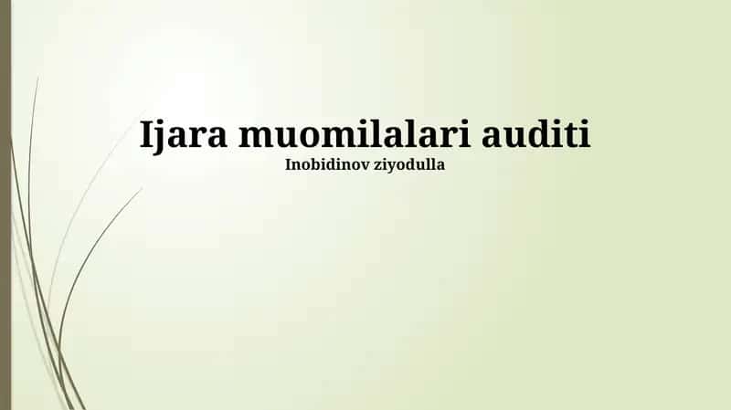 Ijara muomilalari auditi 1