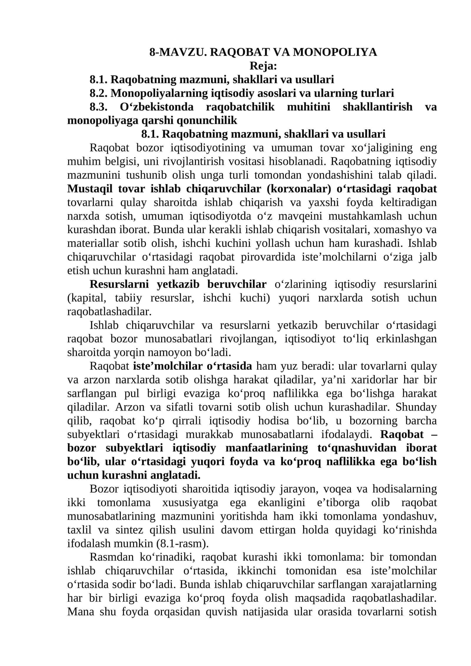 Raqobat va Monopoliya 1