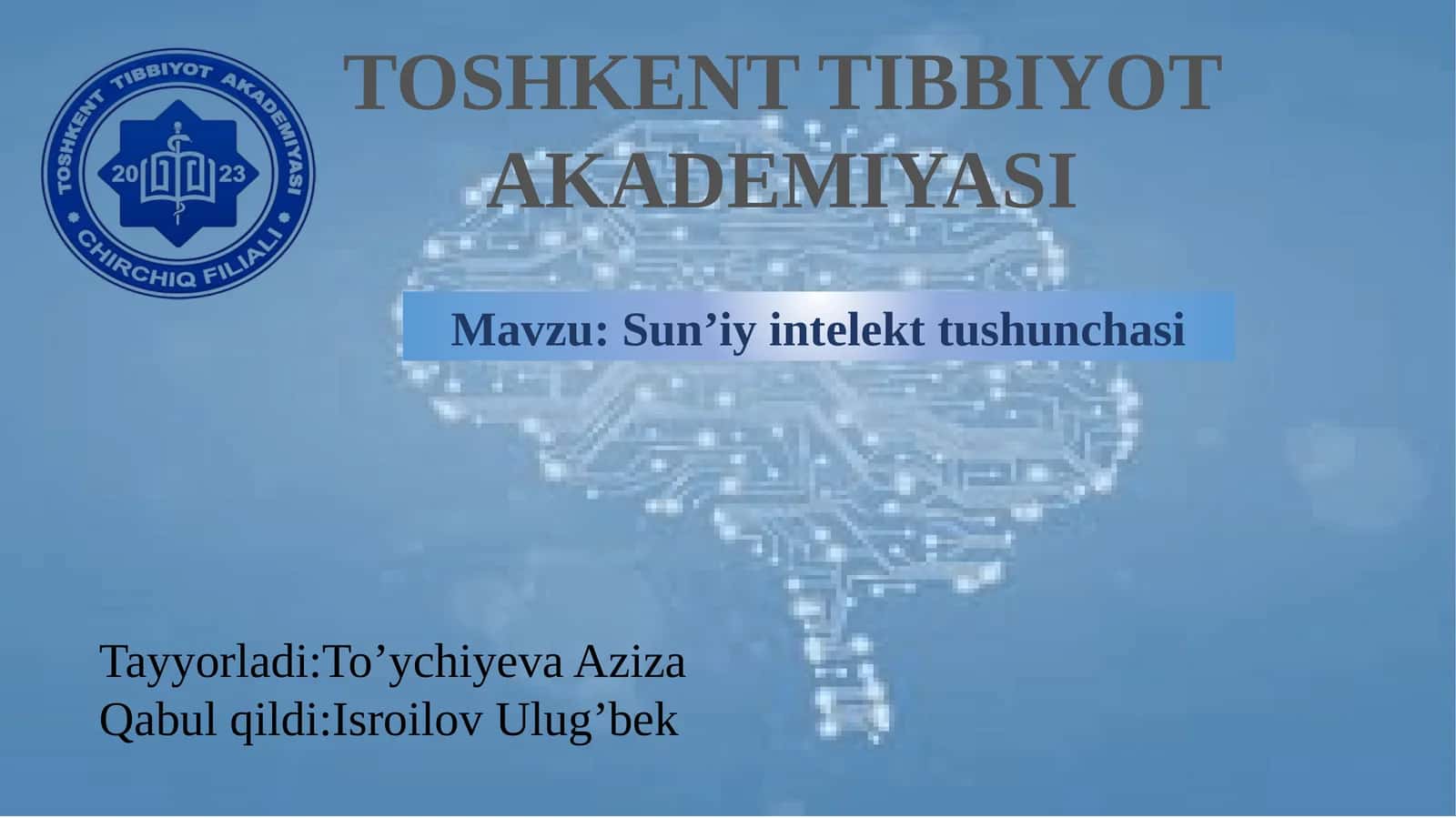 Sun’iy intellekt tushunchasi 1