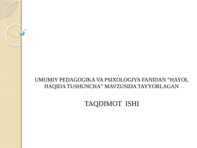HAYOL HAQIDA TUSHUNCHA 1