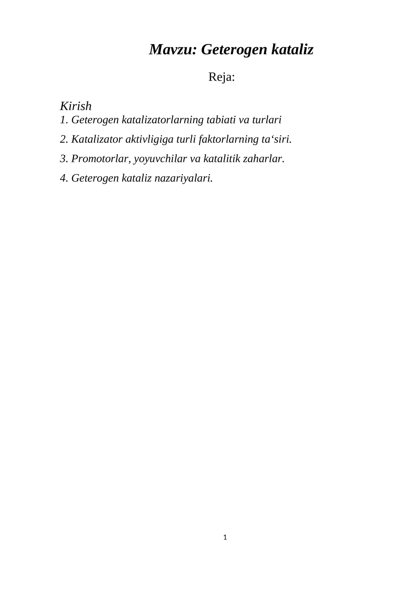 Geterogen kataliz 1