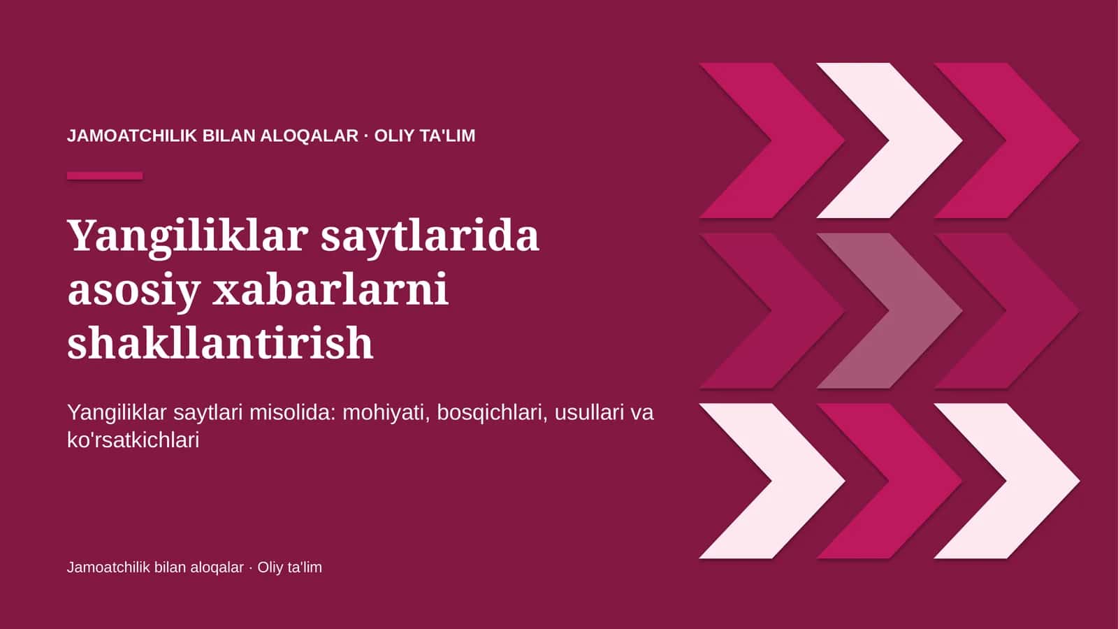 Yangiliklar saytlarida asosiy xabarlarni shakllantirish 1